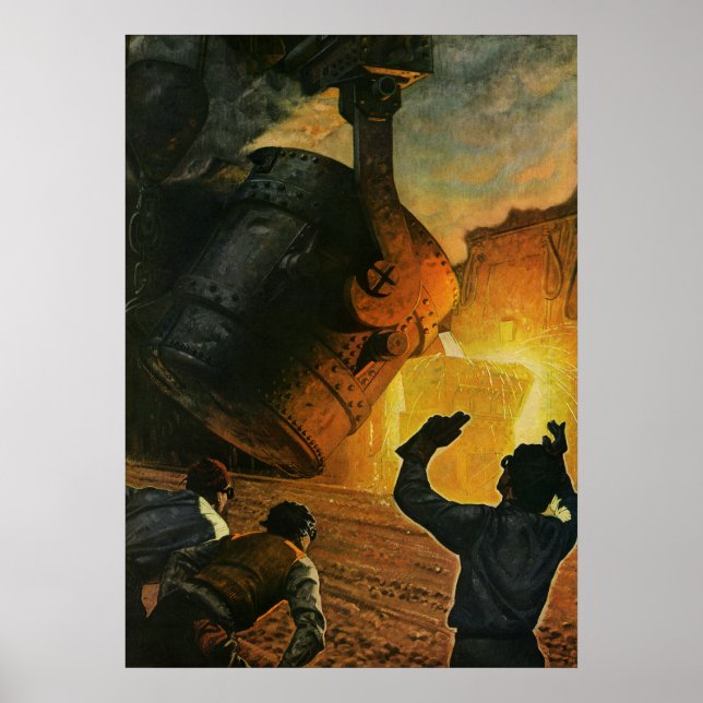 Poster Negócios Antigos, Indústria de Fabricação de Aço (Frente)