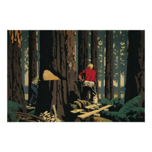 Póster Negócios Vintage, Floresta de Redwood da Indústria
