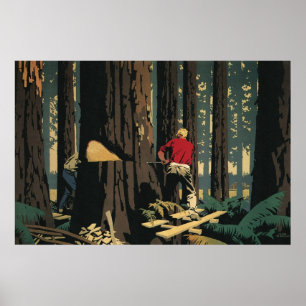 Poster Negócios Vintage, Floresta de Sequoias da Indústri