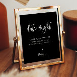 Poster Negra contemporânea Sinalização de ideias noturnas<br><div class="desc">Ideias noturnas para a placa de recém-casados. Uma tipografia ousada e moderna para o seu material de papelaria e papelaria,  simples mas elegante,  com um tema preto e branco. Totalmente personalizável: você pode alterar as cores da fonte e do plano de fundo,  se necessário.</div>