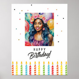 Poster Negra Feliz Aniversário Multicola