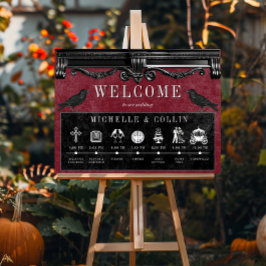 Poster Negra Gótica Ravens e Ordem de Vinhos Casamento de