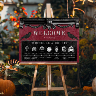 Poster Negra Gótica Ravens e Ordem de Vinhos Casamento de