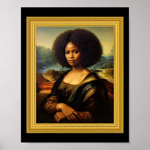 Poster Negra Mona Lisa Afro Rainha Africana Preto Sua