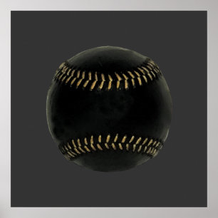 Póster negro de beisebol