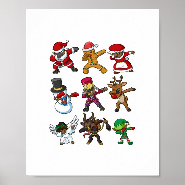 Poster negro de natal africano americano santa claus dabb (Frente)