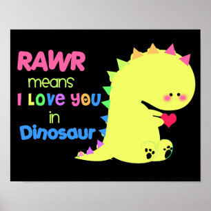 POSTER NEGRO NEGRO DE DINossauro SUPER CUTE