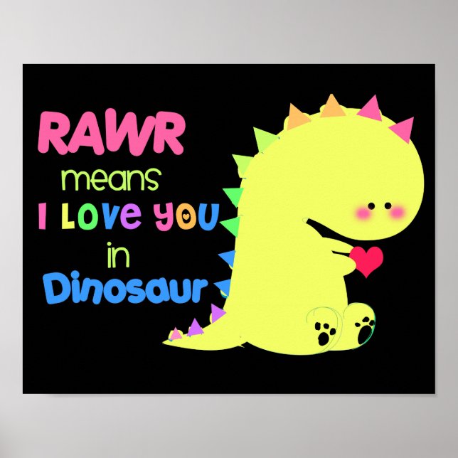 POSTER NEGRO NEGRO DE DINossauro SUPER CUTE (Frente)