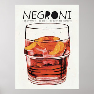 Poster Negroni Retro Art Big Glass Coctail