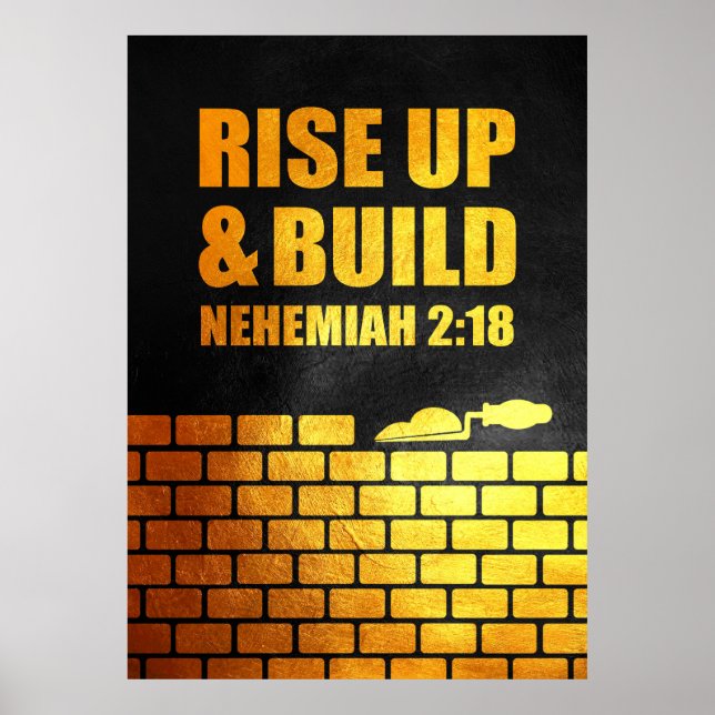 Poster Nehemiah 2:18 Bíblia Verso (Frente)