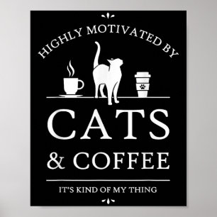 Poster Neko Latte Cats &amp; Motivação do Café, Uni-adul
