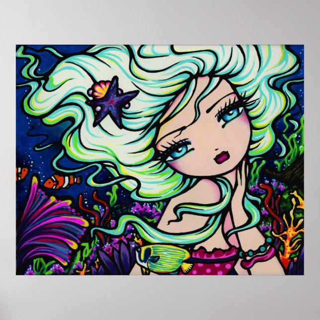 Poster Nelli Mermaid Tropical Fantasy Art (Frente)