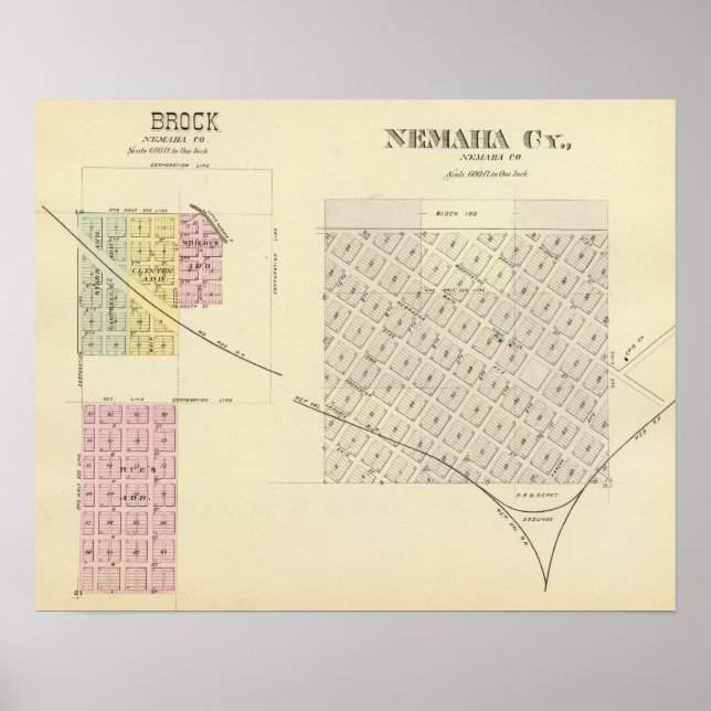Póster Nemaha Cy e Brock, Nebraska (Frente)