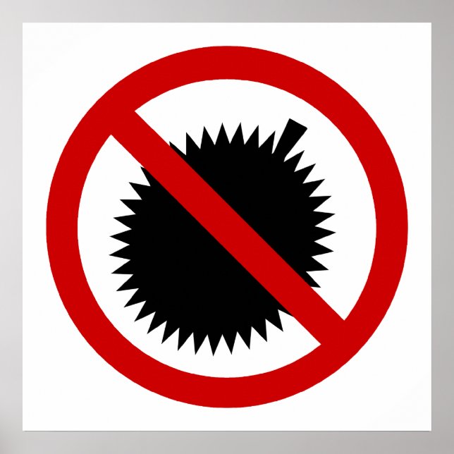 Póster Nenhum Fruto Tropical Durian ⚠ Sinal Tailandês ⚠ (Frente)