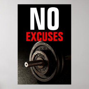Poster Nenhumas desculpas Dumbell inspirado Bodybuilding