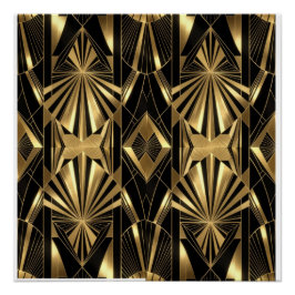 Póster Neo Art Deco Black Gold Geometric Gatsby 
