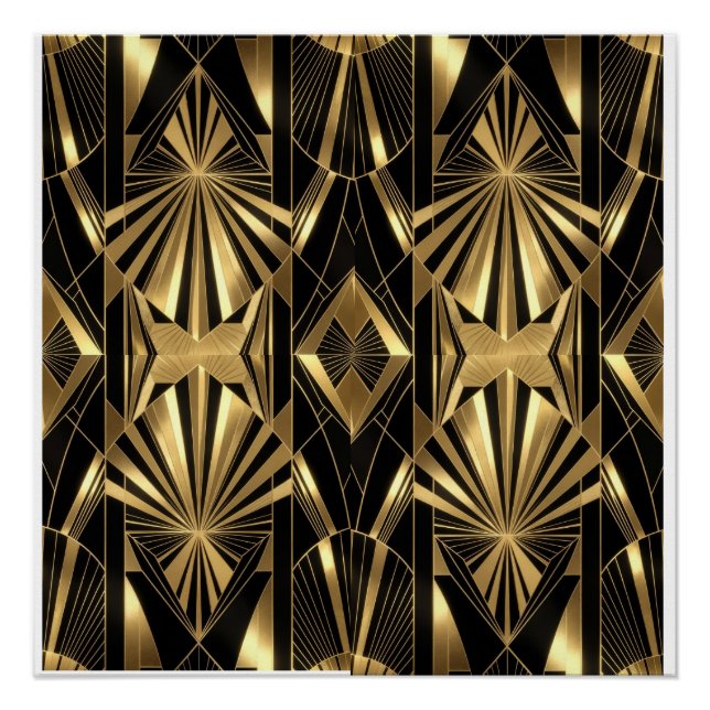 Póster Neo Art Deco Black Gold Geometric Gatsby  (Frente)