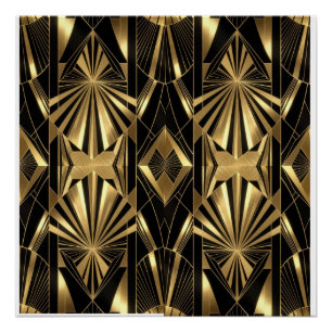 Póster Neo Art Déco Preto Dourado Geométrico Gatsby 
