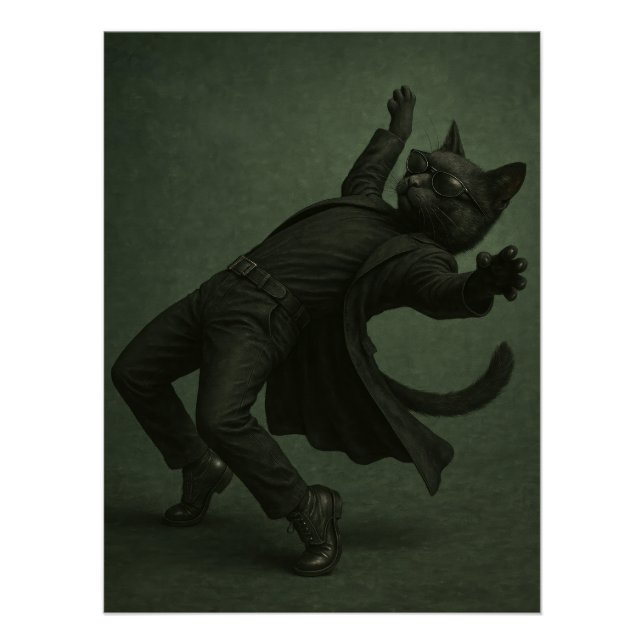 Póster Neo Cat Matrix Parody Poster | Black Cat Bullet (Frente)