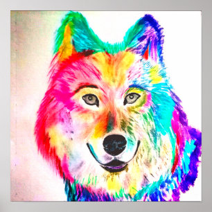 Poster Neon abstrato wolf