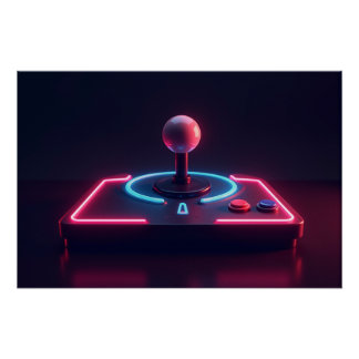 Póster Neon Arcade Joystick