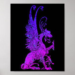 Poster Neon Basilisk Monster Symbol Dragon Beast