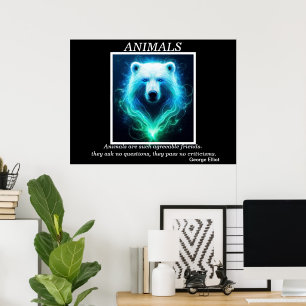Poster Neon Bear na Nebula