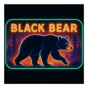 Póster Neon Black Bear Poster