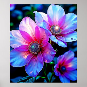 Poster Neon Bloom Flower Magic Design
