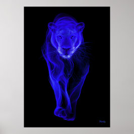 Poster Neon Blue Panther Futuristic Filament Wall Art