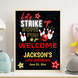 Poster Neon Bowling party for Kids