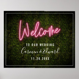 Poster Neon Boxwood Wedding Welcome