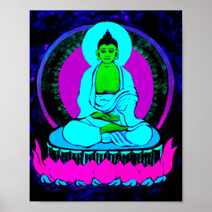 Poster Neon Buddha moderno