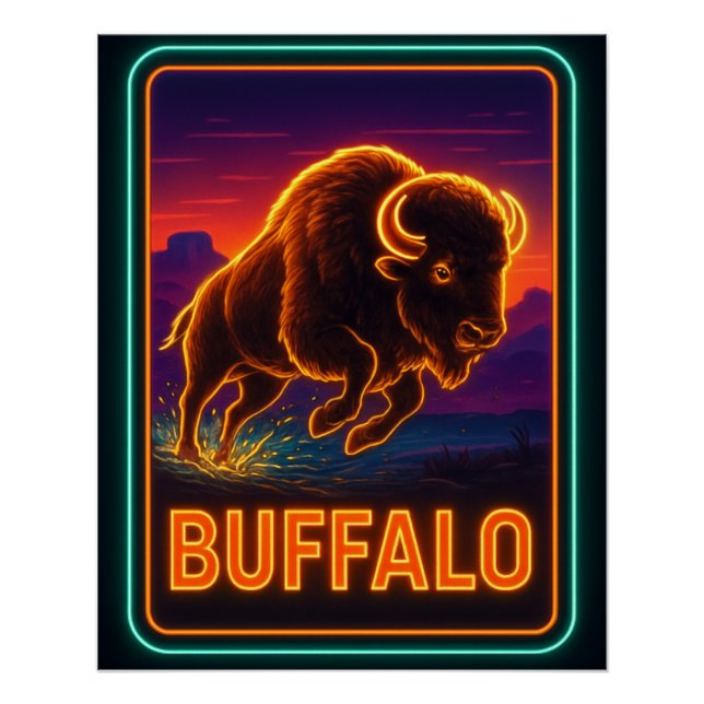 Póster Neon Buffalo Poster (Frente)