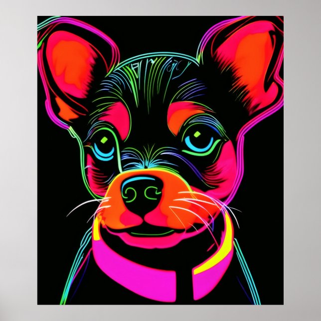 Poster Neon Canine Puppy Art (Frente)