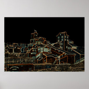 Poster Néon carbonoso antracífero da mina do mineiro de