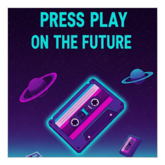 Póster Neon Cassette Art