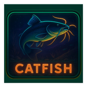 Póster Neon Catfish Poster