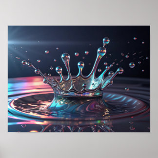 Poster Neon Chrome Crown Splash
