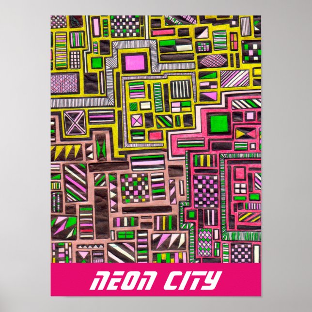 Poster Neon City slogan pop futurista (Frente)