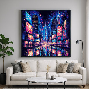Poster Neon City Street Buzz