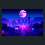 Poster Neon City Synthwave Sunset XL Area Rug<br><div class="desc">Step into the neon-drenched streets of the future with this stunning synthwave city area rug. Featuring a futuristic highway leading into a glowing metropolis under a massive violet moon, this design is the ultimate statement piece for any modern home. Perfect for gaming rooms, home offices, or retro-themed bedrooms, this rug...</div>