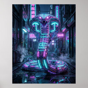 Poster Neon Cobra Cyber Alley não precisa de tradução, po