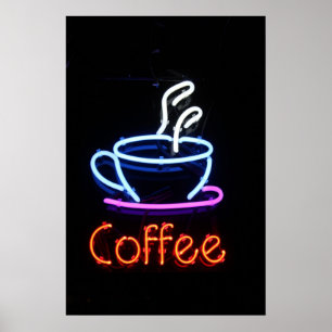 Poster Neon Coffee Sign on Black