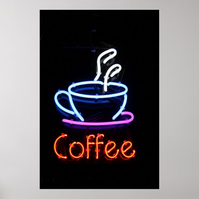 Poster Neon Coffee Sign on Black (Frente)