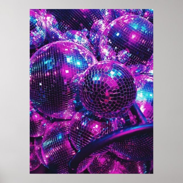 Poster Neon Color Disco Ball (Frente)