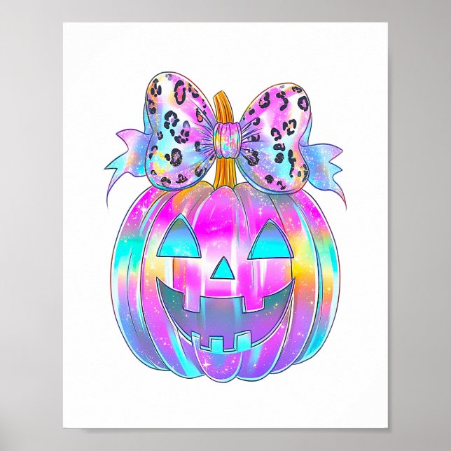 Poster Neon Coquette Halloween Pumpkin (Frente)