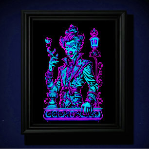 Poster Neon Creeper Pink e Turquesa 5:4