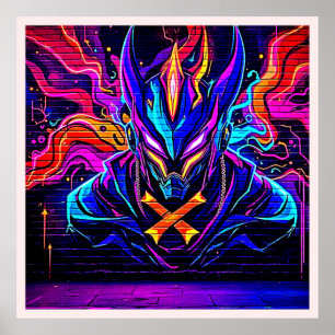 Poster Neon Cyber Guardian Art