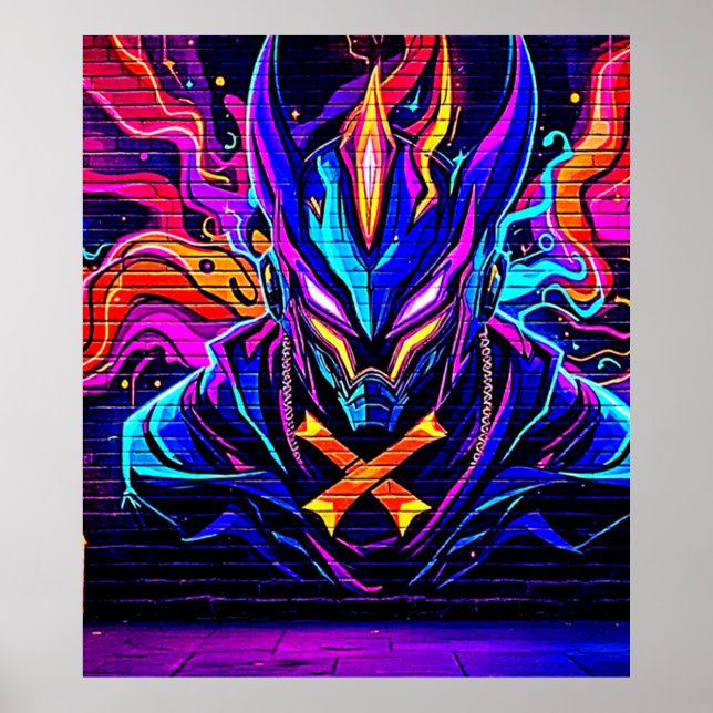 Poster Neon Cyber Guardian Art (Frente)